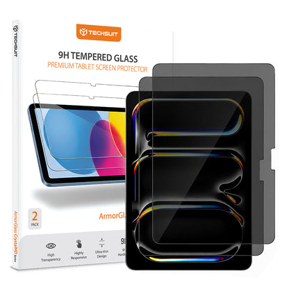 Película protetora de ecrã Privacy Techsuit ArmorGlass CrystalHD para Apple iPad Pro 11 (2024), Vidro Temperado, Cola Total, Conjunto de 2 unidades