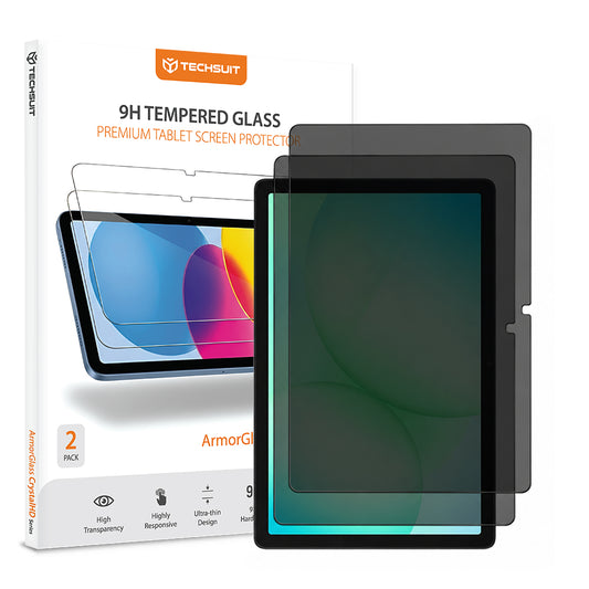 Película protetora de ecrã Privacy Techsuit ArmorGlass CrystalHD para Samsung Galaxy Tab A11+ / Tab A9+, Vidro Temperado, Cola Total, Conjunto de 2 unidades