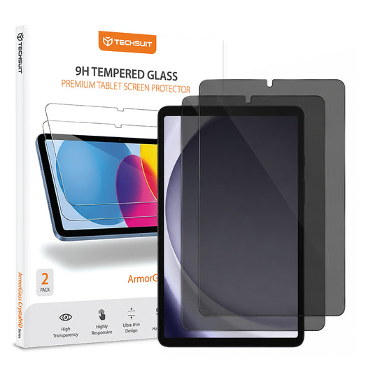 Película protetora de ecrã Privacy Techsuit ArmorGlass CrystalHD para Samsung Galaxy Tab A11 / Tab A9, Vidro Temperado, Cola Total, Conjunto de 2 peças