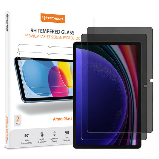 Película protetora de ecrã Privacy Techsuit ArmorGlass CrystalHD para Samsung Galaxy Tab S10 Lite, Vidro Temperado, Cola Total, Conjunto de 2 peças