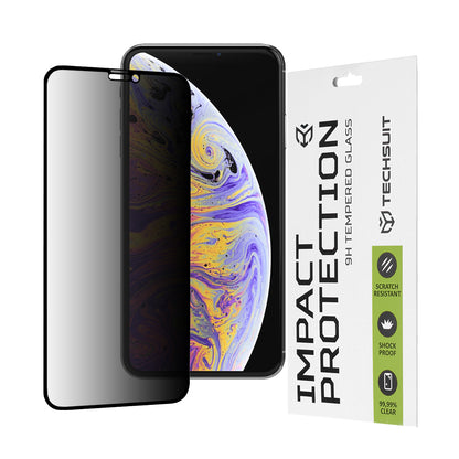 Película protetora de ecrã Privacy Techsuit para Apple iPhone 11 Pro Max / XS Max, Vidro Temperado, Cola Total, 111D
