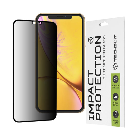 Película protetora de ecrã Privacy Techsuit para Apple iPhone 11 / XR, Vidro Temperado, Cola Total, 111D