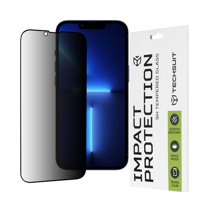 Película protetora de ecrã Privacy Techsuit para Apple iPhone 14 Plus / 13 Pro Max, Vidro Temperado, Cola Total, 111D