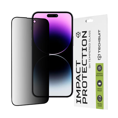 Película protetora de ecrã Privacy Techsuit para Apple iPhone 14 Pro Max, Vidro Temperado, Cola Total, 111D