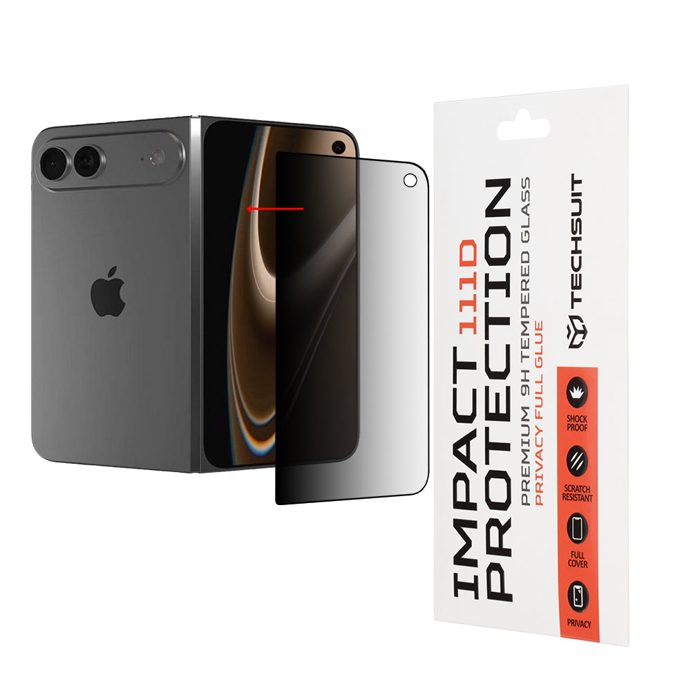 Película de proteção de ecrã Exterior Privacy Techsuit para Apple iPhone Ultra, Vidro Temperado, Cola Total, 111D