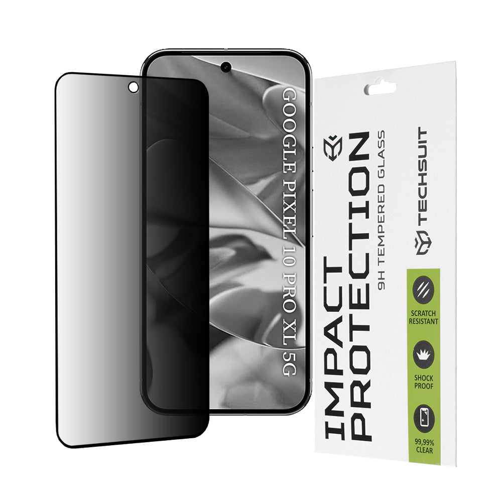 Película protetora de ecrã Privacy Techsuit para Google Pixel 10 Pro XL, Vidro Temperado, Cola Total, 111D