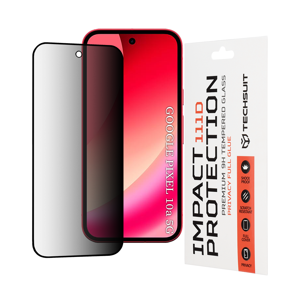 Película de Proteção de Ecrã Privacy Techsuit para Google Pixel 10a, Vidro Temperado, Full Glue, 111D
