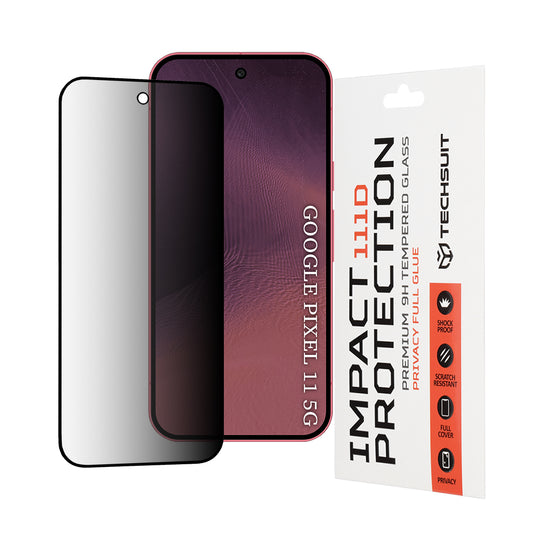 Película protetora de ecrã Privacy Techsuit para Google Pixel 11 Pro / 11, Vidro Temperado, Cola Total, 111D