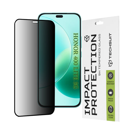Película protetora de ecrã Privacy Techsuit para Honor 400 Lite / X8c / X8b, Vidro Temperado, Cola Total, 111D