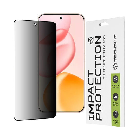 Película de proteção de ecrã Privacy Techsuit para Honor 400, Vidro Temperado, Cola Total, 111D