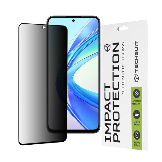Película protetora de ecrã Privacy Techsuit para Honor X7b 5G / 90 Smart / X7b 4G, Vidro Temperado, Cola Total, 111D