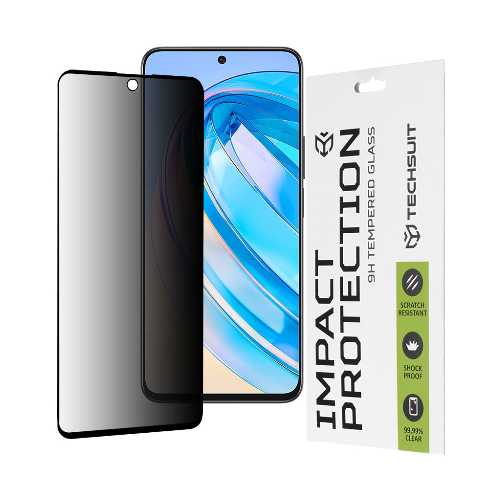 Película protetora de ecrã Privacy Techsuit para Honor X8a / X8 4G, Vidro Temperado, Cola Total, 111D