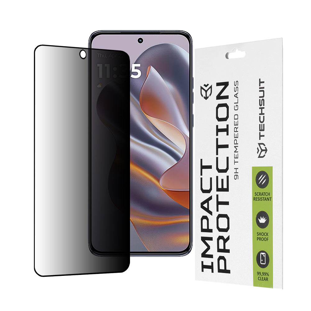Privacy Techsuit Screen Protector for Motorola Edge 50 Neo, Tempered Glass, Full Glue, 111D