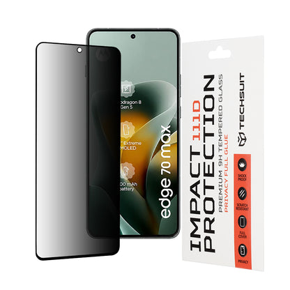 Película protetora de ecrã Privacy Techsuit para Motorola Edge 70 Max, Vidro Temperado, Cola Total, 111D
