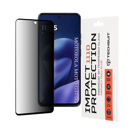Película protetora de ecrã Privacy Techsuit para Motorola Moto G47 / G37 Power / G37, Vidro Temperado, Cola Total, 111D
