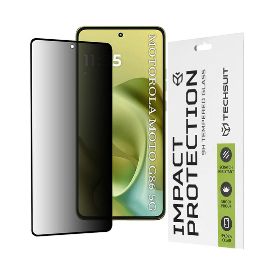 Película protetora de ecrã Privacy Techsuit para Motorola Moto G86, Vidro Temperado, Cola Total, 111D