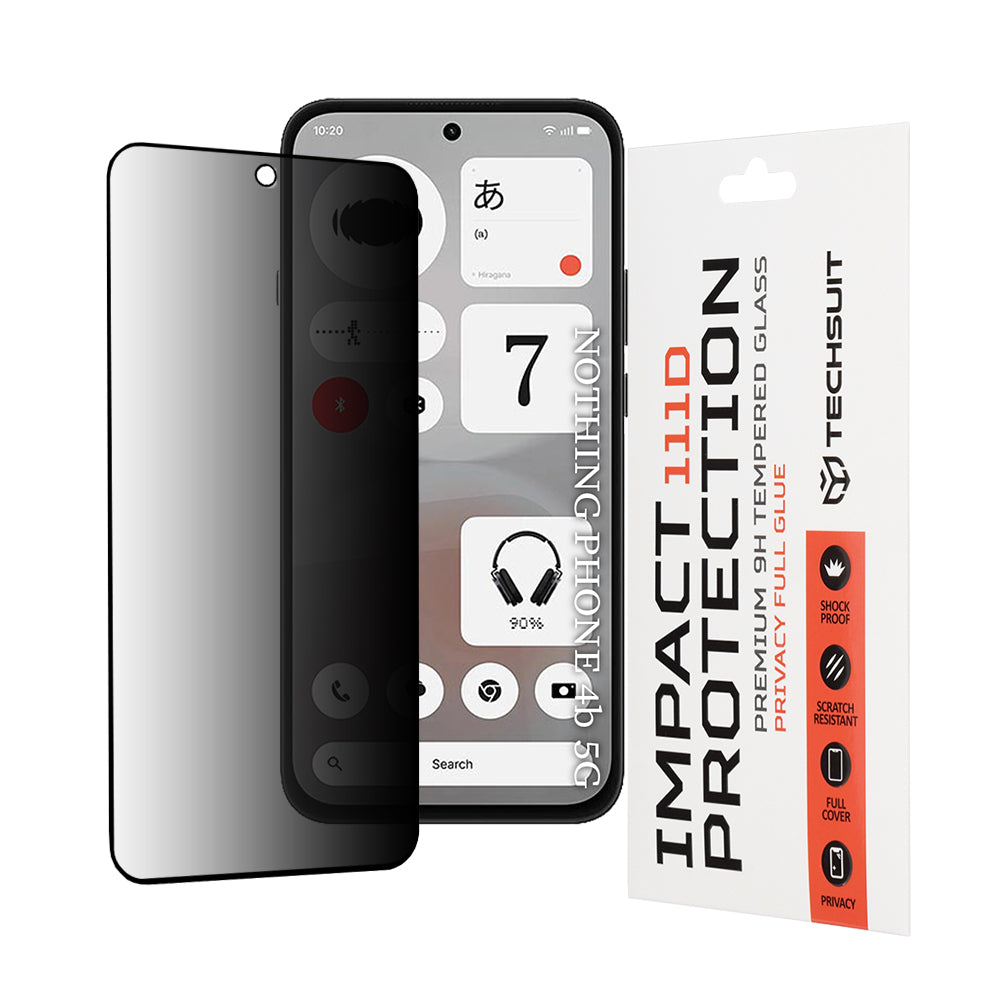 Película de proteção de ecrã Privacy Techsuit para Nothing Phone (4b), Vidro Temperado, Cola Total, 111D