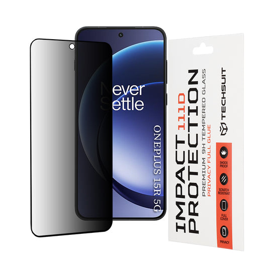 Película de Proteção de Ecrã Privacy Techsuit para OnePlus 15R, Vidro Temperado, Full Glue, 111D