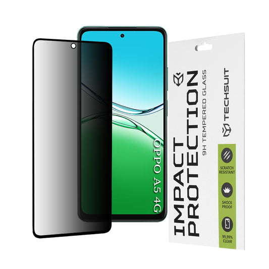 Película protetora de ecrã Privacy Techsuit para Oppo A5 4G, Vidro Temperado, Cola Total, 111D