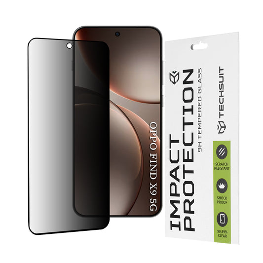 Película de Proteção de Ecrã Privacy Techsuit para Oppo Find X9, Vidro Temperado, Full Glue, 111D