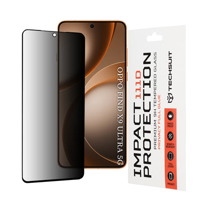 Película protetora de ecrã Privacy Techsuit para Oppo Find X9 Ultra, Vidro Temperado, Cola Total, 111D