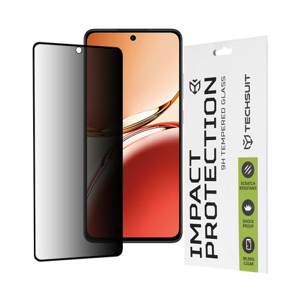 Película protetora de ecrã Privacy Techsuit para Oppo Reno12 FS 5G / Reno12 FS 4G / Reno12 F 4G / Reno12 F, Vidro Temperado, Cola Total, 111D