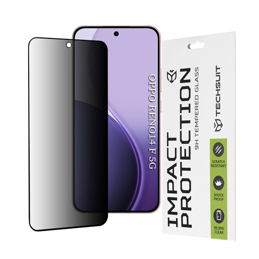 Película protetora de ecrã Privacy Techsuit para Oppo Reno14 FS 5G / Reno14 F, Vidro Temperado, Cola Total, 111D