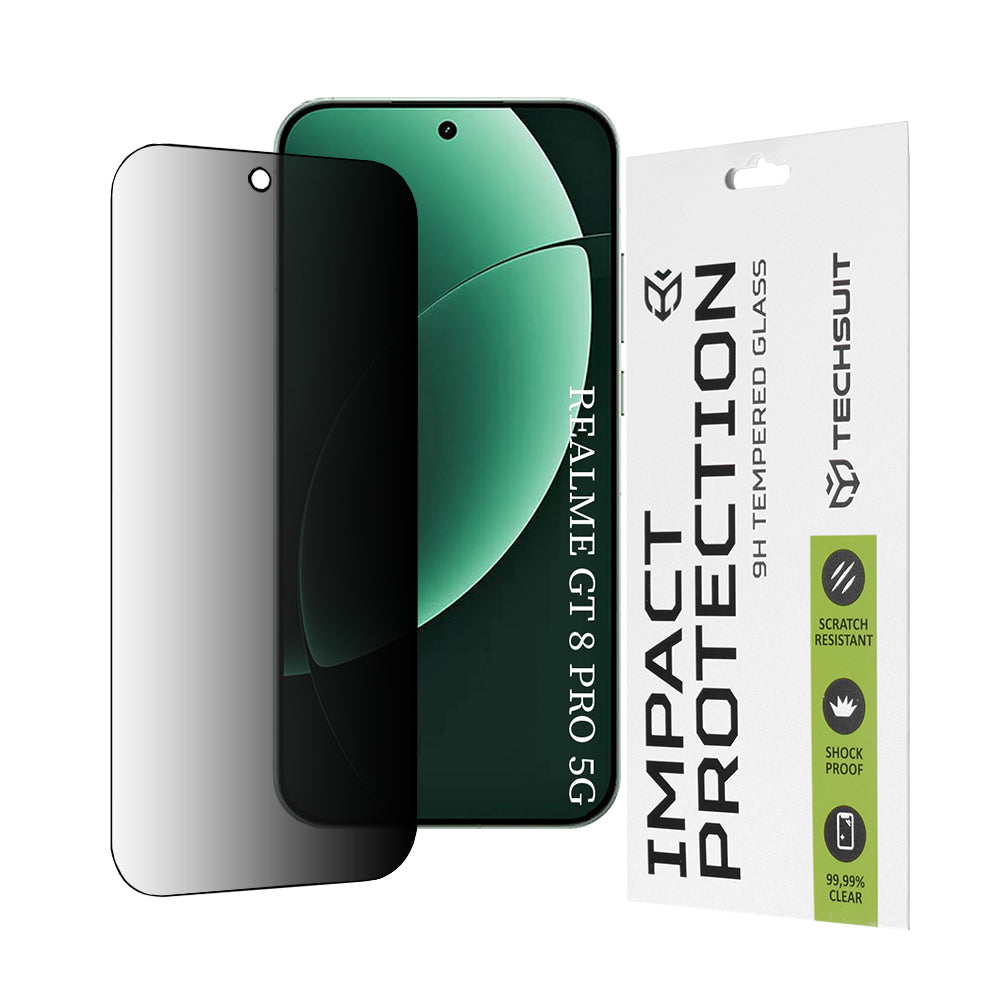 Película de Proteção de Ecrã Privacy Techsuit para Realme GT 8 Pro, Vidro Temperado, Full Glue, 111D