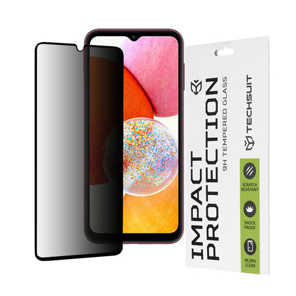 Película protetora de ecrã Privacy Techsuit para Samsung Galaxy A14 A145 / A14 5G A146, Vidro Temperado, Cola Total, 111D