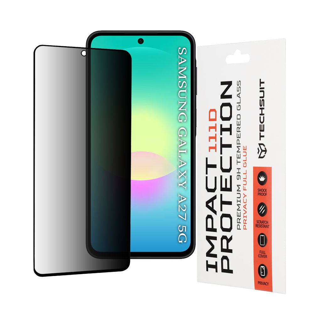 Película de proteção de ecrã Privacy Techsuit para Samsung Galaxy A27 5G, Vidro Temperado, Cola Total, 111D