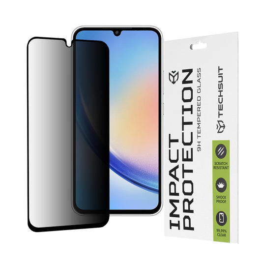 Película protetora de ecrã Privacy Techsuit para Samsung Galaxy A34 A346, Vidro Temperado, Cola Total, 111D