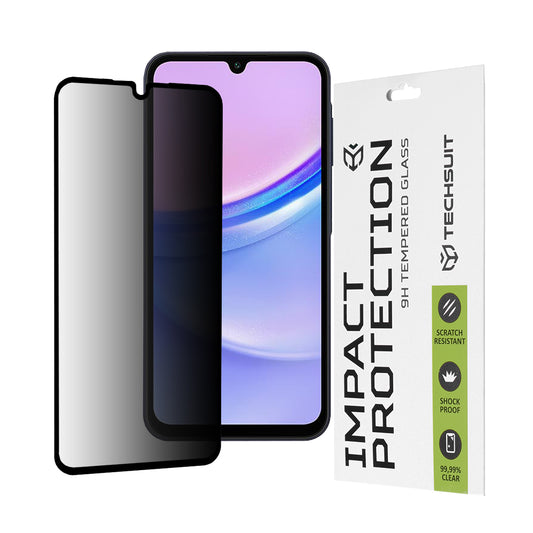 Película protetora de ecrã Privacy Techsuit para Samsung Galaxy M15 / A15 5G A156 / A15 A155, Vidro Temperado, Cola Total, 111D