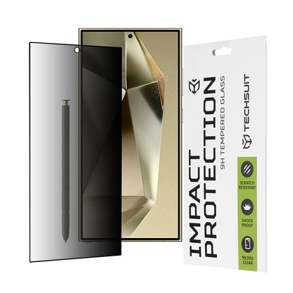 Película protetora de ecrã Privacy Techsuit para Samsung Galaxy S24 Ultra S928, Vidro Temperado, Cola Total, 111D