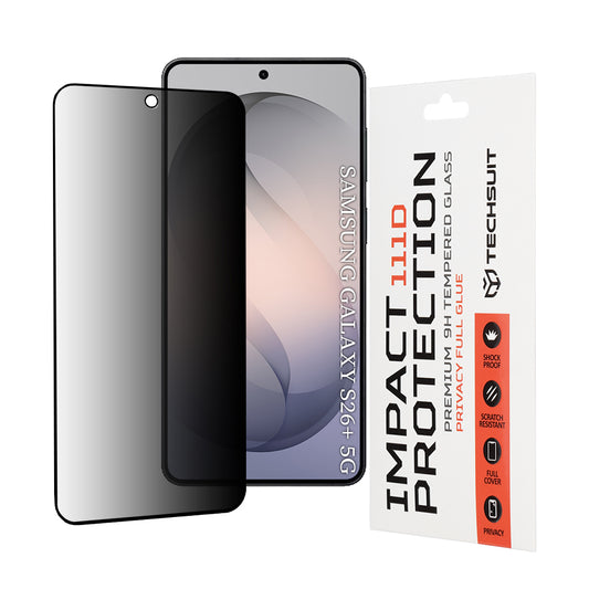 Película de Proteção de Ecrã Privacy Techsuit para Samsung Galaxy S26 Plus S947, Vidro Temperado, Full Glue, 111D