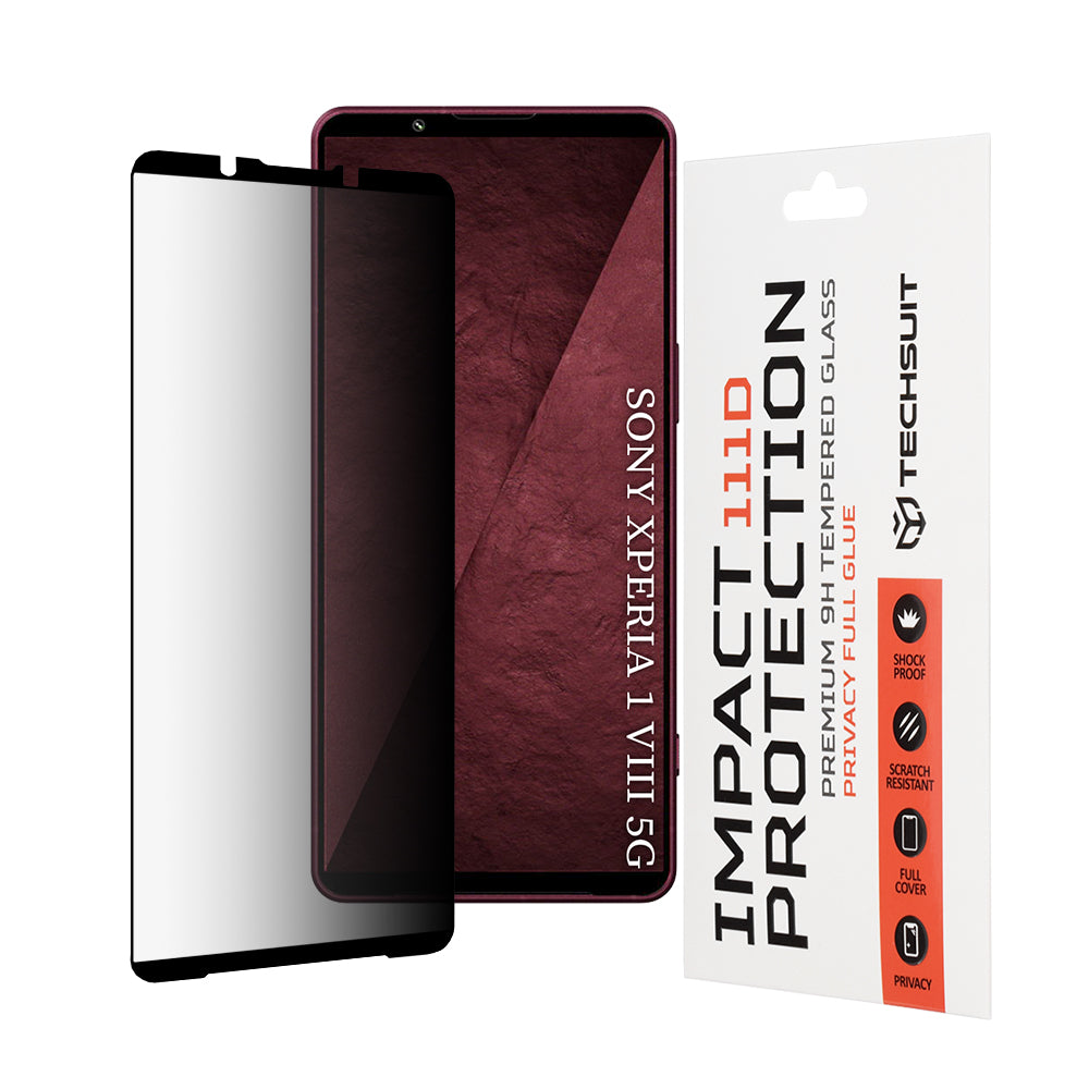 Película protetora de ecrã Privacy Techsuit para Sony Xperia 1 VIII, Vidro Temperado, Cola Total, 111D