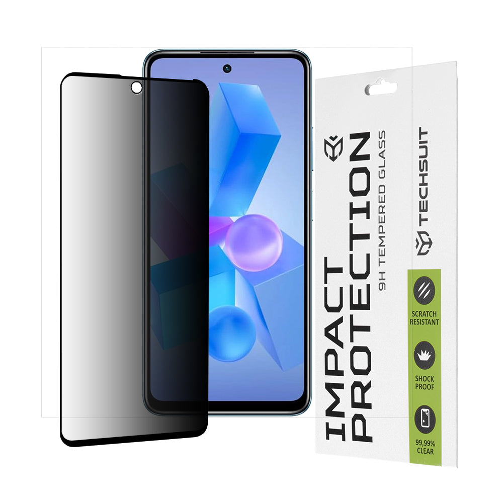 Película de proteção de ecrã Privacy Techsuit para Tecno Spark 20 Pro / Pova 5 Pro / Hot 40 / Hot 40 Pro, Vidro Temperado, Cola Total, 111D
