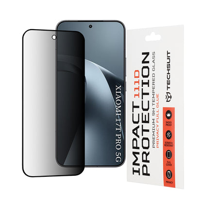 Privacy Techsuit Screen Protector for Xiaomi 17T Pro, Tempered Glass, Full Glue, 111D