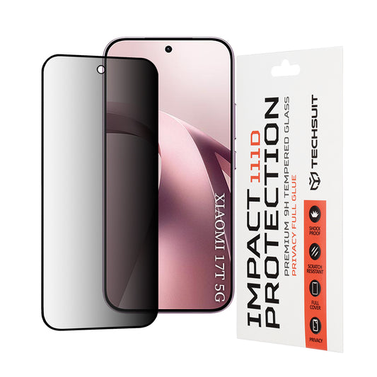 Película protetora de ecrã Privacy Techsuit para Xiaomi 17T, Vidro Temperado, Cola Total, 111D