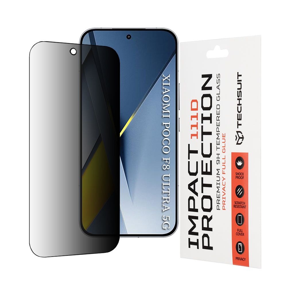 Película de Proteção de Ecrã Privacy Techsuit para Xiaomi Poco F8 Ultra, Vidro Temperado, Full Glue, 111D