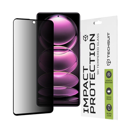 Película de proteção de ecrã Privacy Techsuit para Xiaomi Poco X5 Pro / Redmi Note 12 Pro 5G / Note 12 Pro+, Vidro Temperado, Cola Total, 111D