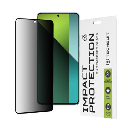 Película protetora de ecrã Privacy Techsuit para Xiaomi Poco X6 / Redmi Note 13 Pro 5G, Vidro Temperado, Cola Total, 111D