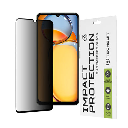 Película protetora de ecrã Privacy Techsuit para Xiaomi Redmi 13C 5G / 13C / Poco C65, Vidro Temperado, Cola Total, 111D