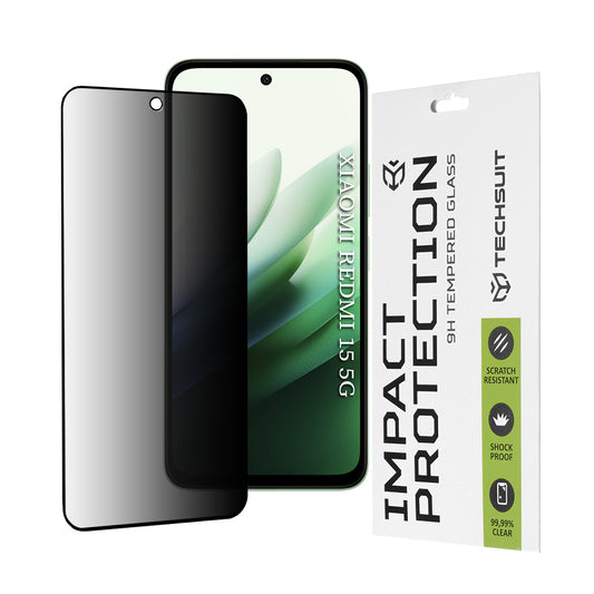 Película protetora de ecrã Privacy Techsuit para Xiaomi Redmi 15 5G / 15 4G, Vidro Temperado, Cola Total, 111D