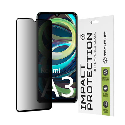 Película protetora de ecrã Privacy Techsuit para Xiaomi Redmi A3x / A3, Vidro Temperado, Cola Total, 111D