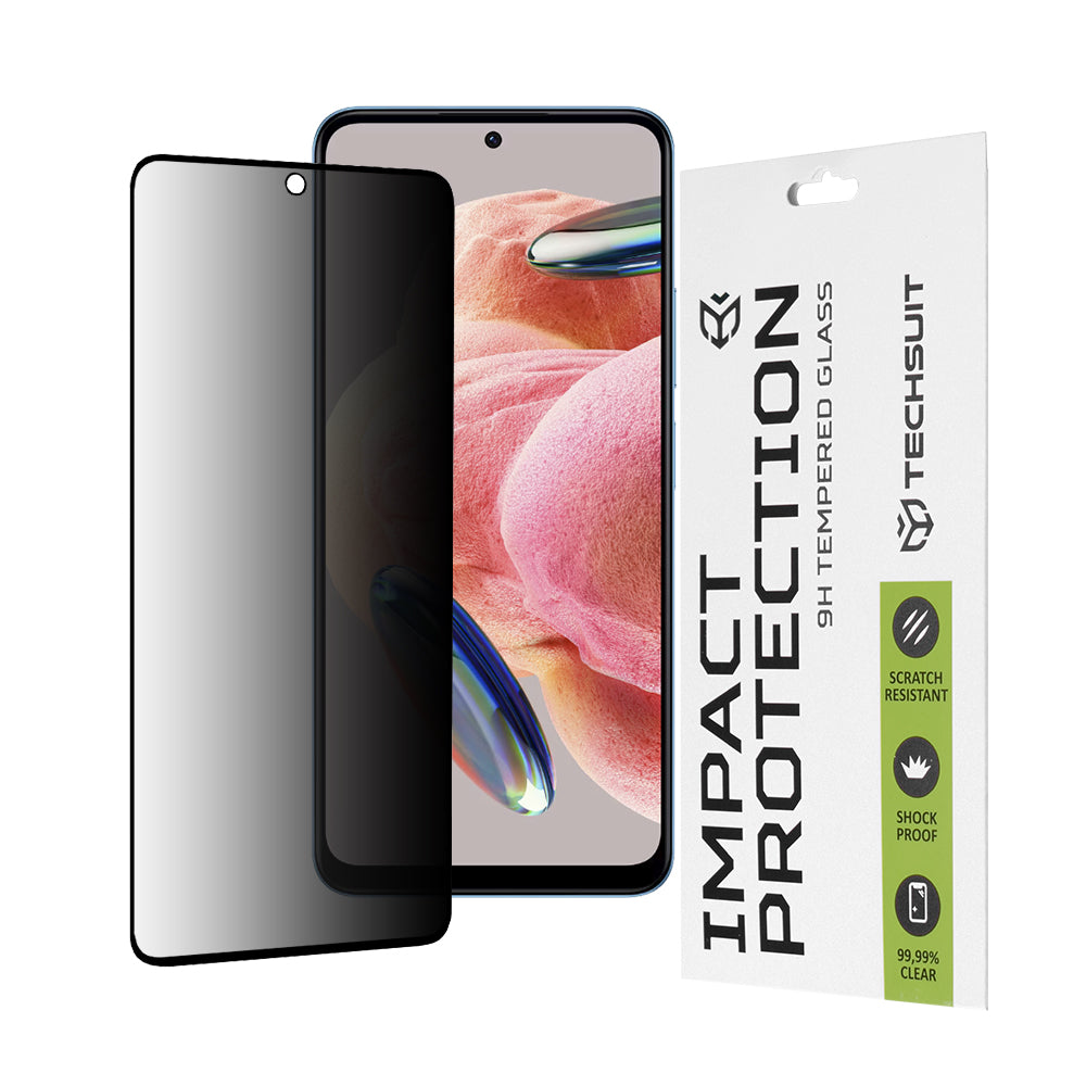 Película protetora de ecrã Privacy Techsuit para Xiaomi Redmi Note 12 4G / Poco X5 / Note 12 5G, Vidro Temperado, Cola Total, 111D