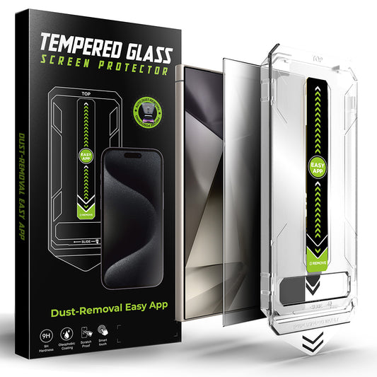 Película protetora de ecrã Privacy Techsuit TitanGlass CrystalHD para Samsung Galaxy S24 Ultra S928, Vidro Seguro, Cola Total