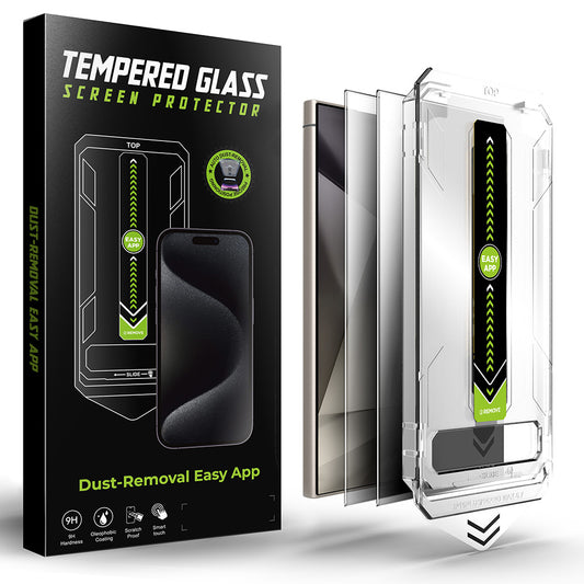 Película protetora de ecrã Privacy Techsuit TitanGlass CrystalHD para Samsung Galaxy S24 Ultra S928, Vidro de Segurança, Cola Total, Conjunto de 2 peças