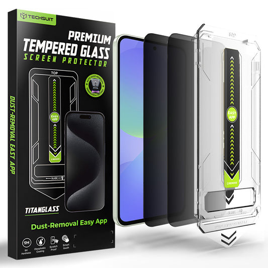 Película protetora de ecrã Privacy Techsuit TitanGlass CrystalHD para Samsung Galaxy A37 5G / A36 A366, Vidro Temperado, Cola Total, Conjunto de 2 unidades