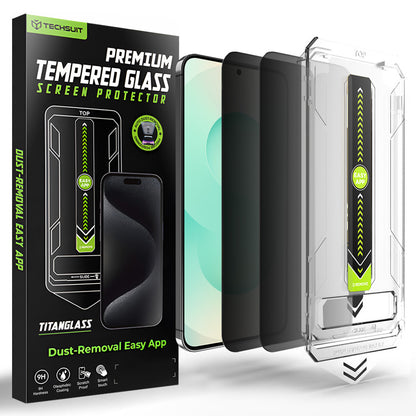 Película de Proteção de Ecrã Privacy Techsuit TitanGlass CrystalHD para Samsung Galaxy S26 Plus S947, Vidro Temperado, Full Glue, Conjunto de 2 peças