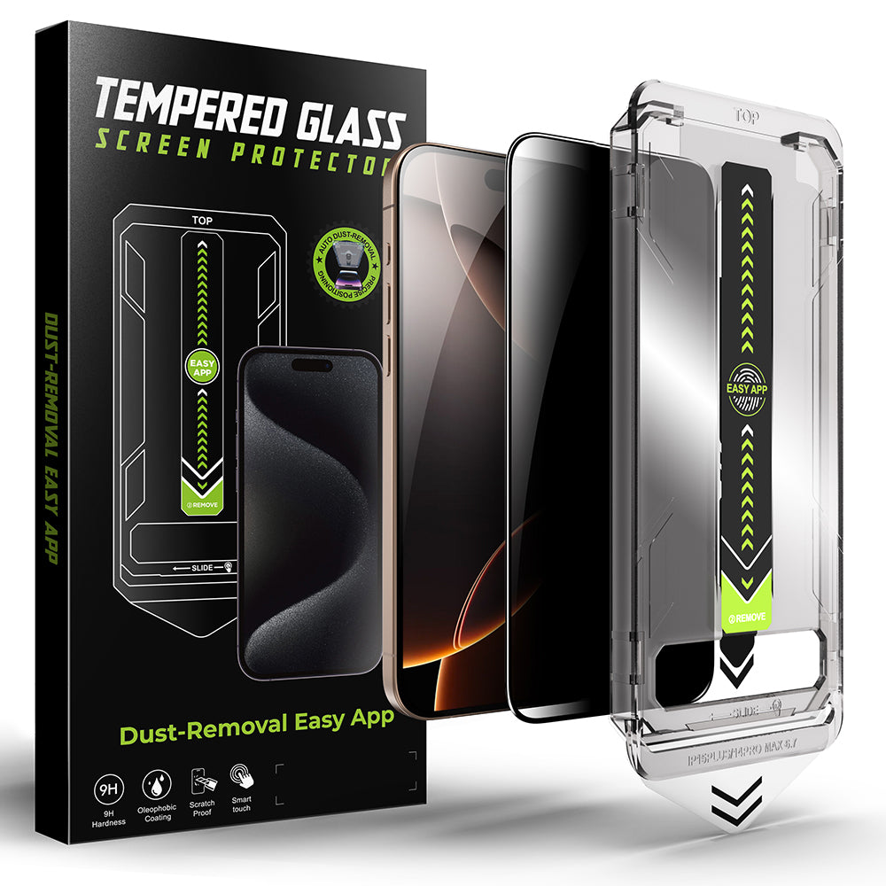 Película de Proteção de Ecrã Privacy Techsuit TitanGlass para Apple iPhone 17 / 16 Pro, Vidro Temperado, Full Glue